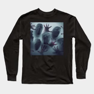 Horror Ghost Faces In The Mist Halloween Long Sleeve T-Shirt